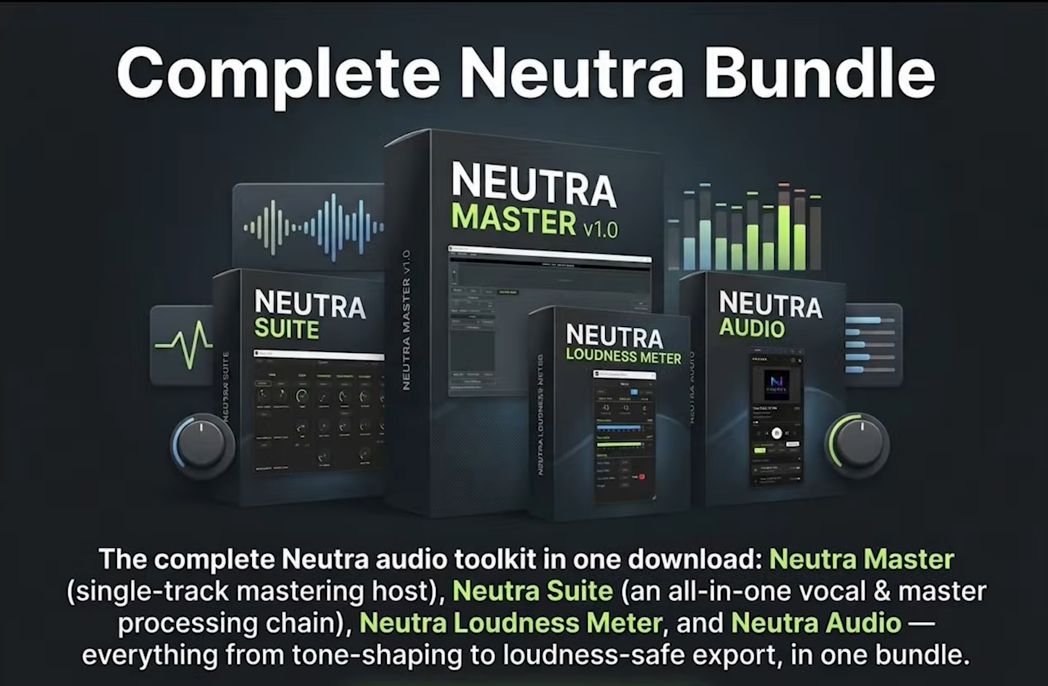 Complete Neutra Bundle — Neutra Master, Suite, Loudness Meter and Audio boxed together
