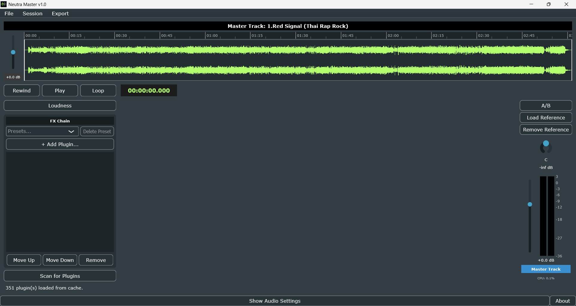 Neutra Master main window with a track loaded